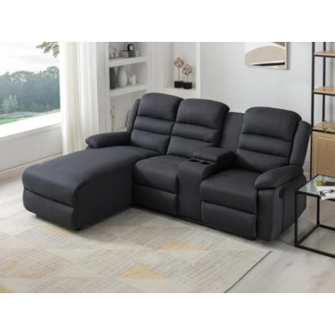 Vente-unique-Ecksofa Relaxsofa - Ecke Links - Stoff - Anthrazit - Macedonia