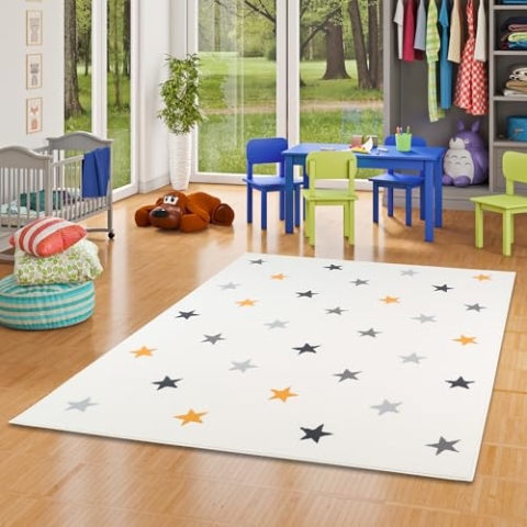 Pergamon Kinder und Jugend Teppich Trendline Sterne Creme Mix in 5 Größen