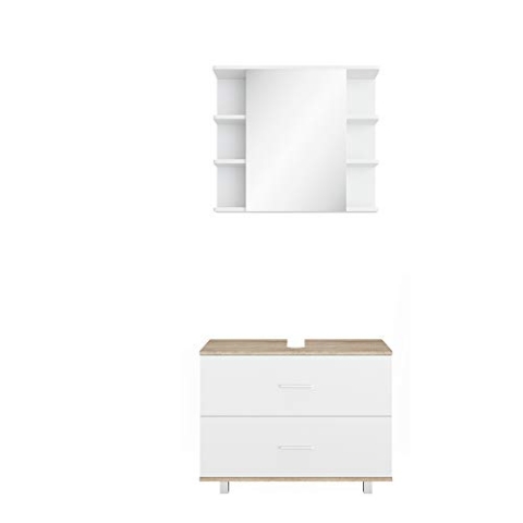 Vicco Badmöbel-Set Ilias, Badezimmerschrank-Set, Sonoma/Weiß, 2 Teile, Unterschrank 80 cm