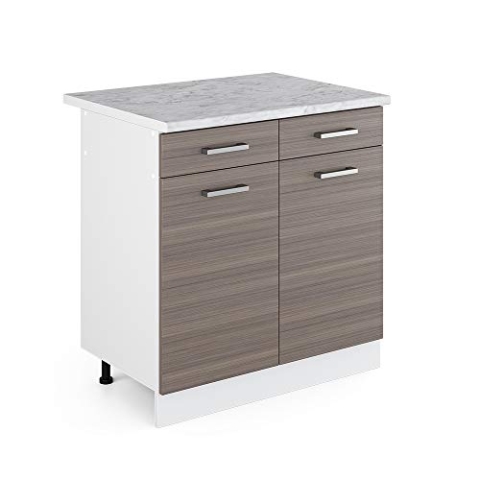 Vicco Küchenunterschrank R-Line, Schubladenschrank für die Küche, Grau/Weiß, 80 cm, AP Marmor