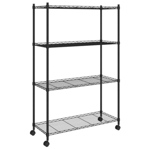 vidaXL Lagerregal mit 4 Böden und Rollen 90x35x142 cm Schwarz 200 kg