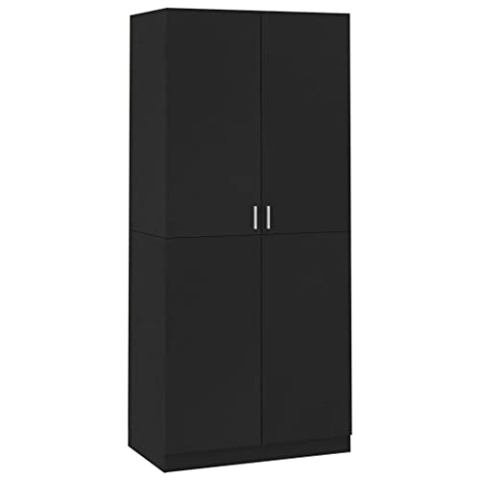vidaXL Kleiderschrank mit 2 Türen Garderobenschrank Garderobe Schrank Schlafzimmerschrank Dielenschrank Schwarz 90x52x200cm Holzwerkstoff