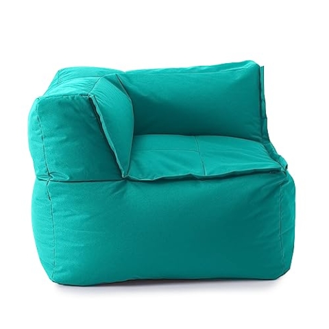 Lumaland Sitzsack-Lounge Modular Eckteil | Waschbare Sitzmöbel für Innenräume & Garten | Indoor & Outdoor Sitz-Garnitur | Wasserfester Ecksessel | Einfach erweiterbar 81x81x70cm [Türkis]