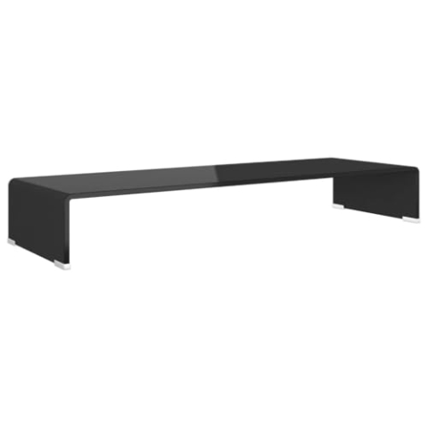 vidaXL TV-Glasaufsatz Tisch Monitor Erhöhung Glasbühne Podest Schwarz 90x30x13cm