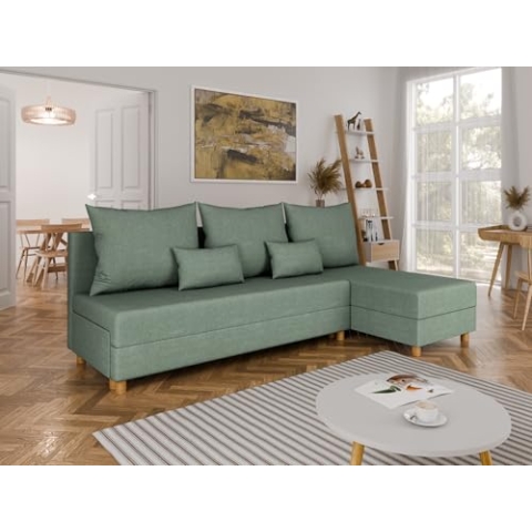PANDA MÖBEL Modulares Ecksofa in L-Form Lelis - Links oder rechts montierbar, helles meliertes Beige