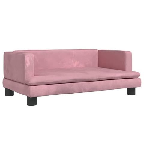 vidaXL Kindersofa, Couch für Kinder, Kindercouch mit runden Kanten, Kindersessel Minisofa Polstersofa Kindermöbel Sofa Kinderzimmer, Rosa Samt