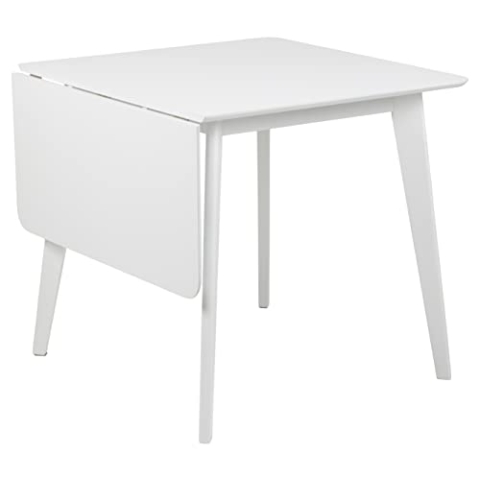 AC Design Furniture Roxanne Esstisch für 4 Personen in Weiß, Ausziehbarer Küchentisch Weiß, Moderner Retro Stil für Esszimmer, Esstisch Eckig, B: 80/120 x H: 76 x T: 80 cm