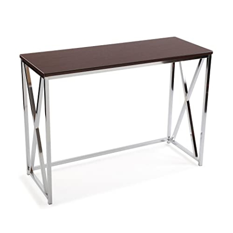 Versa Modena Schmales Möbelstück für den Eingangsbereich oder Flur, Moderner Konsolentisch, Maßnahmen (H x L x B) 76 x 40,5 x 106,5 cm, Holz und Metall, Farbe: Braun