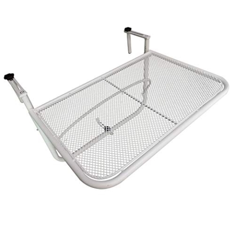 Outsunny Balkonhängetisch 3-Fach höhenverstellbarer Hängetisch aus Metall wetterfest Balkontisch Beistelltisch für Balkongeländer Terrassengeländer Tisch zum Einhängen 60 x 56,5 cm, Weiß