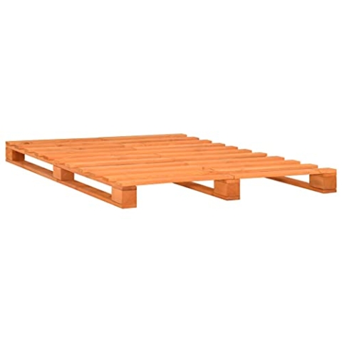 vidaXL Kiefernholz Massiv Palettenbett Palettenmöbel Massivholzbett Bett Holzbett Futonbett Bettgestell Bettrahmen Doppelbett 140x200cm Braun