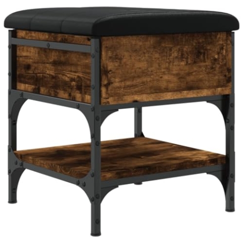 vidaXL Schuhbank, Schuhregal mit Stauraum, Sitzbank Bank mit gepolstertem Sitzkissen, Schuhschrank Schuhablage Flurbank, Räuchereiche Holzwerkstoff