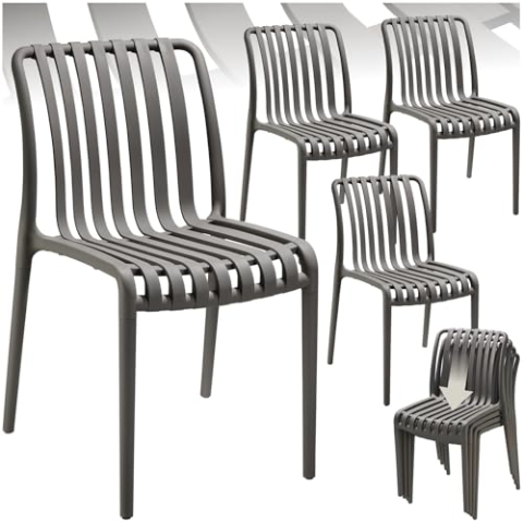 tectake® Gartenstühle stapelbar, Gartenmöbel Set, Balkon Möbel, Bistro Set, Sessel, Outdoor Möbel, Balkonmöbel, Terrassenmöbel - anthrazit, 4er Set