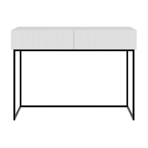 Selsey Schminktisch Makeup Tisch Frisiertisch Kosmetiktisch 110 cm Mit 2 Schubladen Veldio Weiß Schwarze Beine