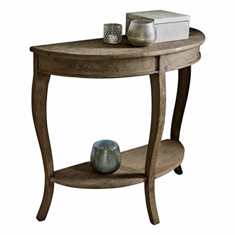 Loberon Konsole Crowley, natürlich schöne Maserung, schwungvoll geformt, nostalgische Eleganz, Konsolentisch, Mangoholz, braun