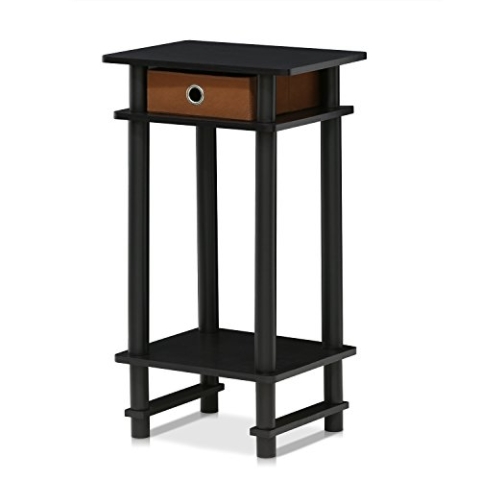 Furinno Hoher Beistelltisch mit Schublade, Holz, Espresso/Braun, 29.49 x 39.5 x 70.41 cm