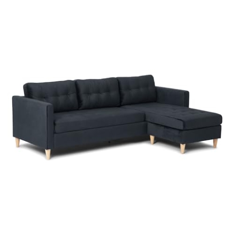 ebuy24 Marino Sofa BA1, Chaiselongue rechts oder Links gewendet (Velour schwarz)