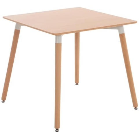 CLP Küchentisch Viborg I Esstisch Im Skandinavischen Design Für Wohnzimmer Mit MDF Tischplatte I Buchenholzgestell, Justierbare Bodenschoner, Farbe:Natur, Größe:80 cm