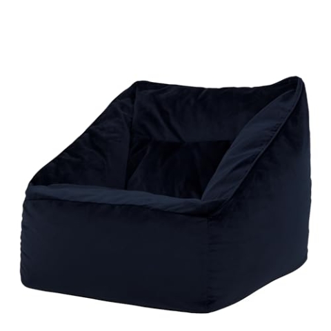 Icon Natalia Sitzsack Sessel für Erwachsene, Dunkelblau, Flauschiger Samtstoff, Riesen Sitzsack Samt mit Füllung, Bean Bag Chair, Bequemer Sessel Wohnzimmer, Lounge, Schlafzimmer, Büro