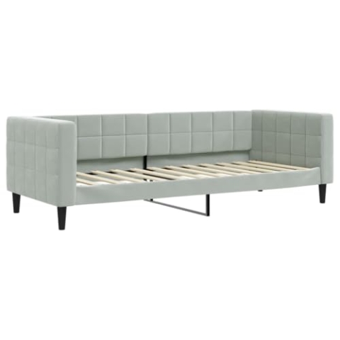vidaXL Tagesbett, Gästebett 2-in-1, Sofabett Schlafsofa für Schlafzimmer Wohnzimmer, Bettsofa Sofa, Modernes Design, Hellgrau 80x200cm Samt