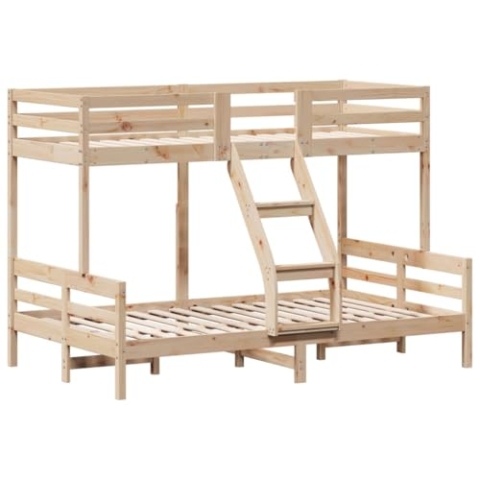 vidaXL Etagenbett, Hochbett mit Leitplanken, Stockbett für Schlafzimmer, Bett Holzbett Einzelbett, 80x200/120x200cm Massivholz Kiefer