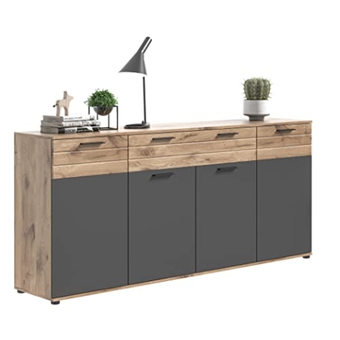 xonox.home X12B8T03 Mason Sideboard Grau, Highboard, Kommode Holzwerkstoff 200 x 91 x 40