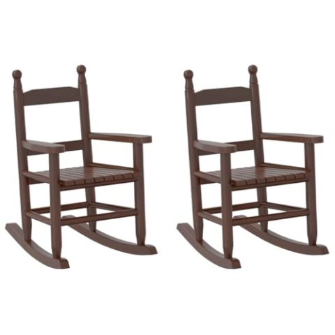 vidaXL Schaukelstuhl für Kinder 2 STK. Braun Massivholz Pappel