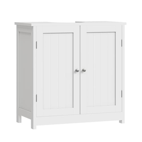 WOLTU Waschbeckenunterschrank,Unterschrank,Badezimmerschrank mit 2 Türen, Badschrank Badregal Waschtisch Holz Weiß Bad waschbecken 60x60x30cm