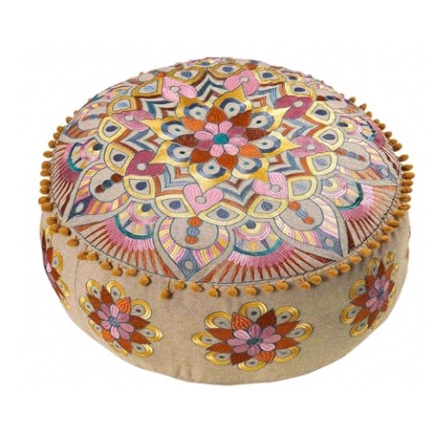 Mandala Life ART Böhmischer Hocker Osmanische Abdeckung -60x20 cm - Luxus-Hocker mit handwerklichem Raumdekor für Meditation, Yoga und Boho Chic Sitzbereich Hocker