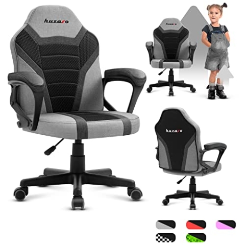 huzaro Ranger 1.0 Gaming Stuhl für Kinder Bürostuhl Gamer Chair Schreibtischstuhl ergonomisches modernes Design Armlehnen Sitzhöhenverstellung Gummiräder Grau
