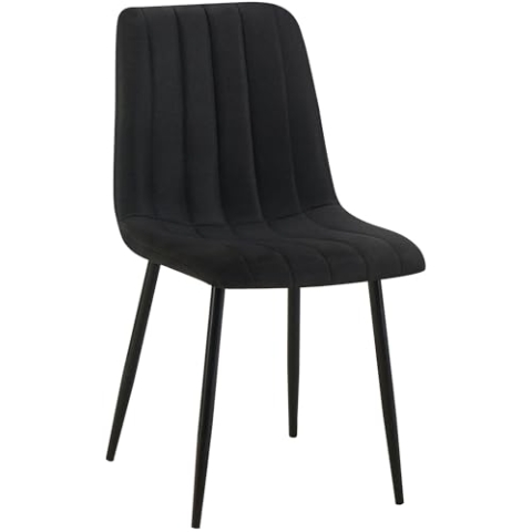 CLP Stuhl Dijon I Samt I Stoff I Mit Ziernähten I Mit Bodenschonern, Farbe:schwarz, Material:Stoff