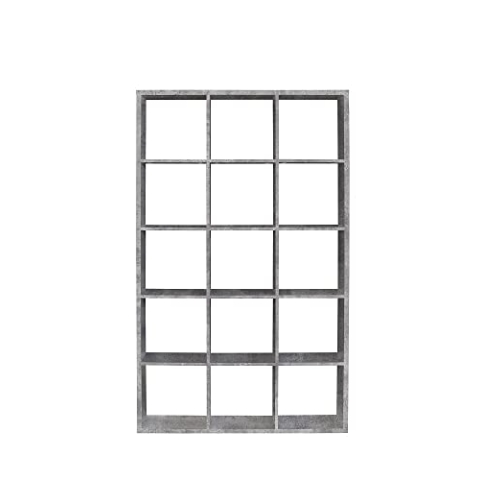 FORTE Mauro Regal 3x5 Fächer, Holzwerkstoff, Betonoptik Lichtgrau, (B*H*T): 107,2 x 176,3 x 32,12cm