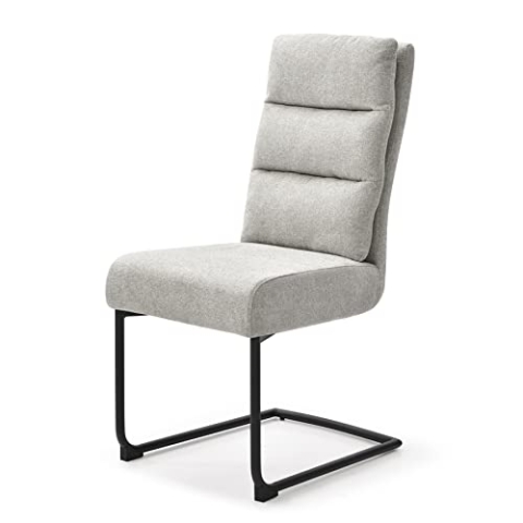 invicta INTERIOR Moderner Freischwinger Stuhl Comfort Vintage hellgrau mit schwarzem Metall-Gestell Esszimmerstuhl Besucherstuhl