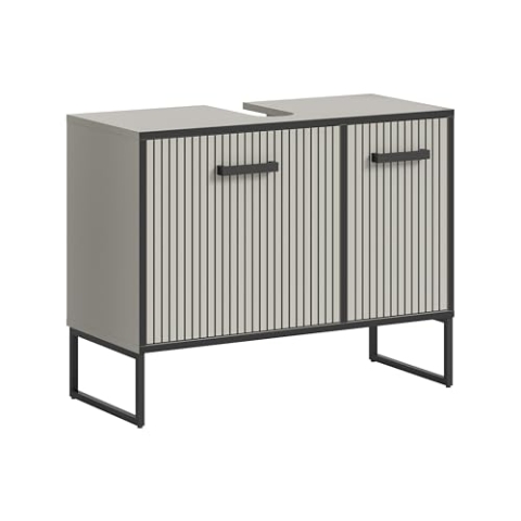 xonox.home Badezimmer Bagno Waschbeckenunterschrank Badunterschrank Waschbecken Unterschrank Schrank Waschtisch Unterschrank in Kaschmir beige Nb., ca. 80x63x36 cm auf Kufen