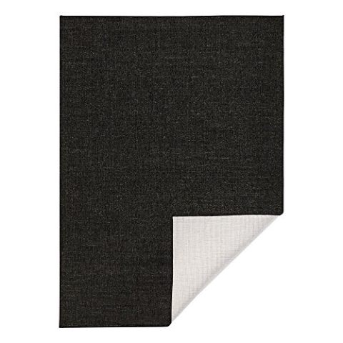 NORTHRUGS In- und Outdoor Teppich Miami 80x350cm - Wendeteppich Wetterfest Modernes Unifarben Design Läufer für Balkon Terrasse Garten Wintergarten Wohnzimmerteppich Wasserfest in Schwarz Creme