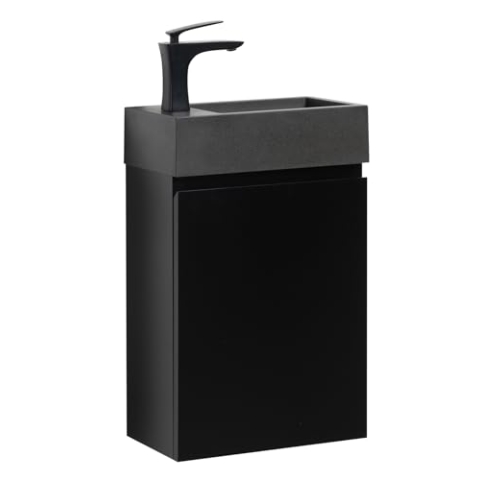 WC Badmöbel Angela 40x22 cm Matt Schwarz - Schrank Schwarze Waschbecken Badezimmer Toilette