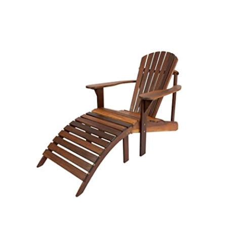 MaximaVida Adirondack Gartenstuhl + Fußstütze Toronto, geölt - aus exklusivem Mahagoni Hartholz (Holz)