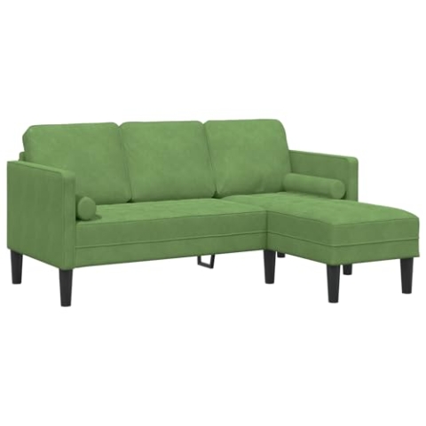 vidaXL Modernes hellgrünes Ecksofa mit getufteten Kissen und stabilem Holzrahmen. Stylische Sitzgelegenheit für bis zu 3 Erwachsene. Bezogen mit fleckenbeständigem Polyesterstoff.