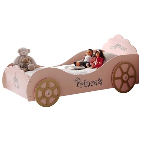 VIPACK SCPK200 Kutschenbett, Circa 210 x 120 x 105 cm, Liegefläche 90 x 200 cm, lackiert aufgedruckte Optik, rosa