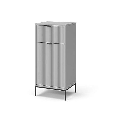 Vicco Midischrank Eliza, Badmöbel, Grau, 40 x 87 cm mit Tür und Schublade