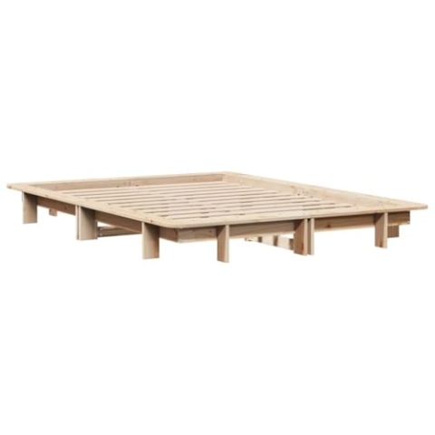 vidaXL Massivholzbett, Bettgestell Bettrahmen mit Lattenrost, Holzbett Bett für Schlafzimmer, Doppelbett, Modernes Design, 120x200cm Kiefer