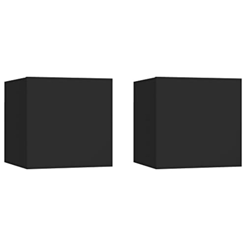 vidaXL 2X Nachttisch Hängend Nachtschrank Nachtkonsole Nachtkommode Schlafzimmer Kommode Schrank Wandschrank Schwarz 30,5x30x30cm Holzwerkstoff