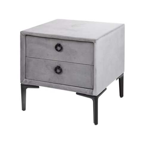 Riess Ambiente Eleganter Nachttisch Cosmopolite 45cm Silbergrau Samt Zwei Schubladen Nachtschrank Beistelltisch