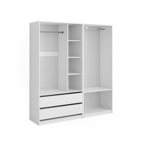 Vicco Kleiderschrank Elmo, Flügeltürenschrank, Weiß, 100 x 200 cm 2er Set
