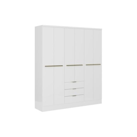 Vente-unique-Kleiderschrank mit 6 Türen & 3 Schubladen - 180 cm- Weiß - PEROLI