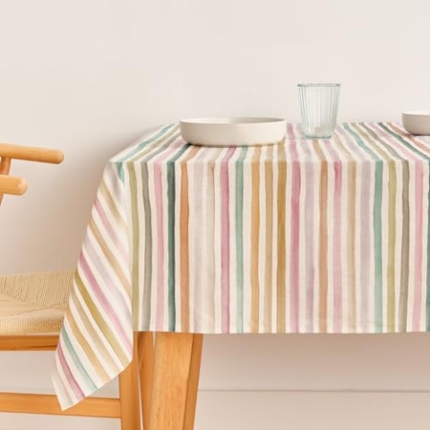 Belum Tischdecke, schmutzabweisend, Größe 180 x 300 cm, extraweich, Mehrfarbig, 100, Stoff 100% Bio-Baumwolle, Modell Naiara 4-100