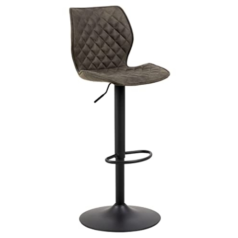 AC Design Furniture Nadja Höhenverstellbare Barhocker 2er Set, Gepolsterte Barhocker mit Mikrofaserstoff in Anthrazit und Schwarz Metall Trompetenfuß, Hochstühle mit Drehfunktion, Barstühle mit Lehne