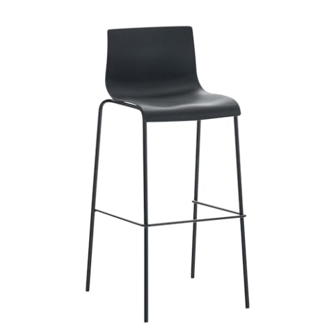 CLP Barhocker Hover mit Kunststoffsitz und robustem Metallgestell I Barstuhl mit Einer Sitzhöhe von: 76 cm I erhältlich, Farbe:schwarz, Gestell Farbe:schwarz
