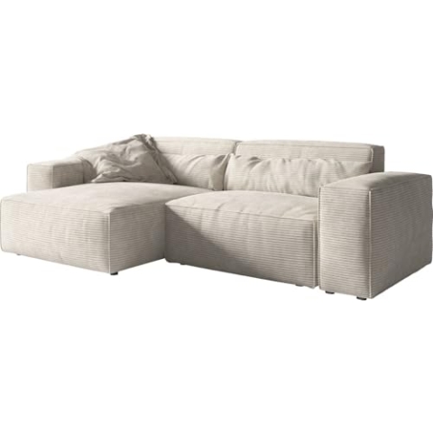 DELIFE Eckcouch Sirpio XL Cord Beige 270x170 cm Recamiere variabel