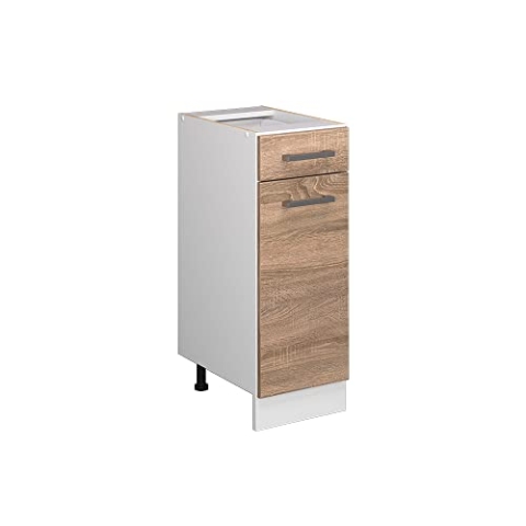 Vicco Küchenunterschrank R-Line, Schubladenschrank für die Küche, Sonoma/Weiß, 30 cm ohne Arbeitsplatte