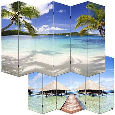 Mendler Foto-Paravent Paravent Raumteiler Trennwand M68 MVG-Zertifiziert - 180x240cm, Strand